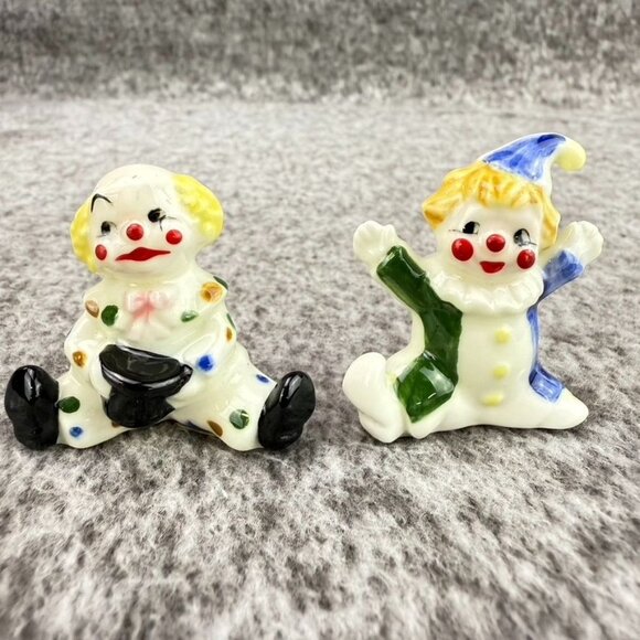 ✅7- VTG Ceramic Clown Figurines Hand-Painted Colorful Designs Collectibles Japan - Picture 4 of 9